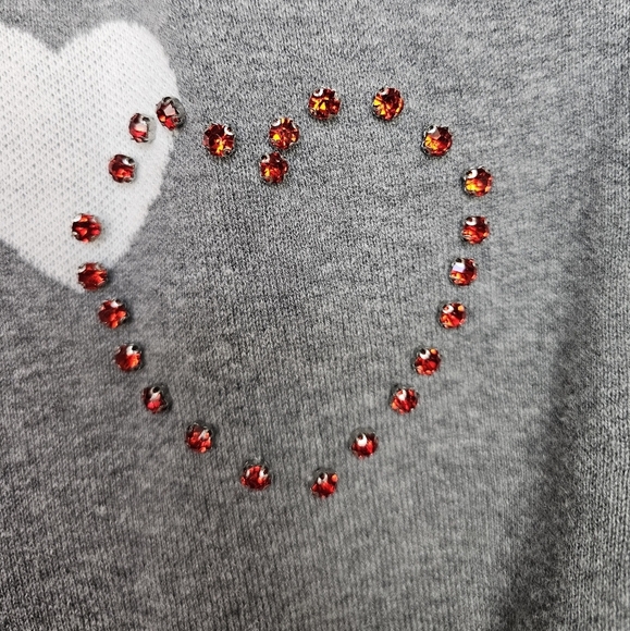 Torrid Long Sleeve Hearts Shrug Gray with Red Rhinestone Hearts 1X - Picture 11 of 12